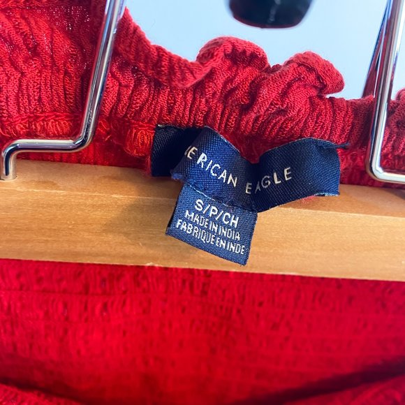 3/$30 ✿ American Eagle Cherry Red Lace-Up Tube Top Size S - Picture 4 of 5